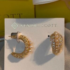 Kendra Scott Gold and Pearl Hoop Earrings